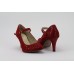 DUZSOL  piros  női bőr cipő